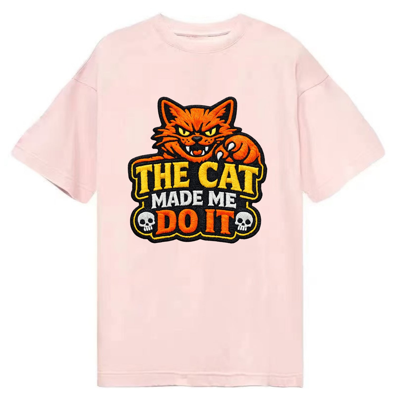 THE CAT MADE ME DO IT - mischievous cat in orange , blame the cat - Classic T-shirt - Pink
