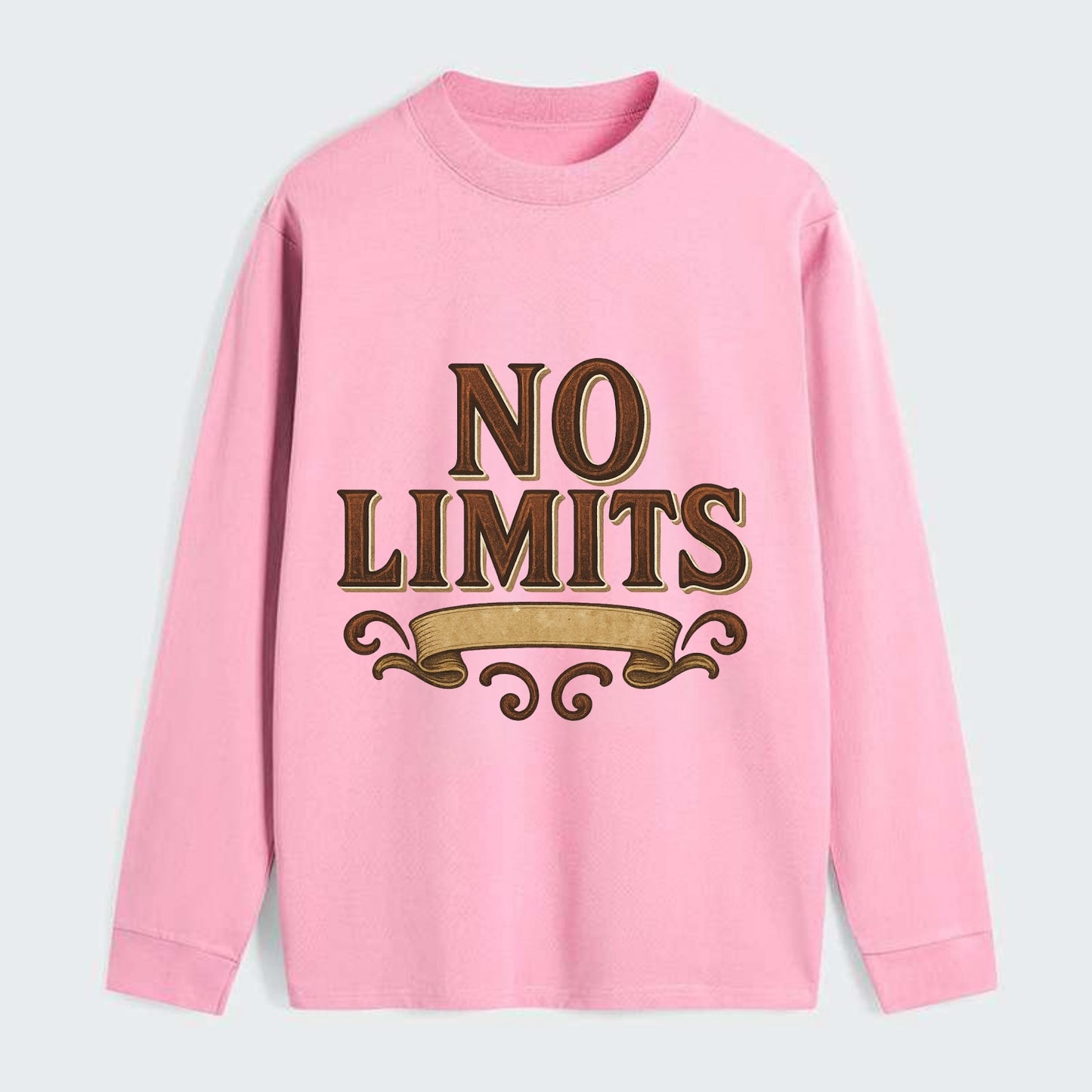 Bold typography design - "NO LIMITS" - boundless potential - Classic Long Sleeve Shirt - Pink