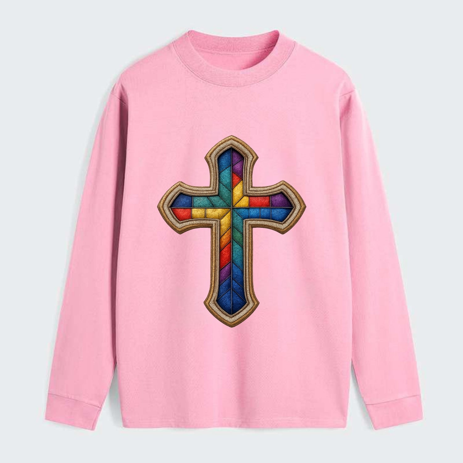 Stained Glass Cross  - Classic Long Sleeve Shirt - Pink
