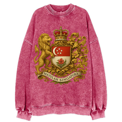 Singapore Merlion Emblem  - Vintage Sweatshirt - Pink