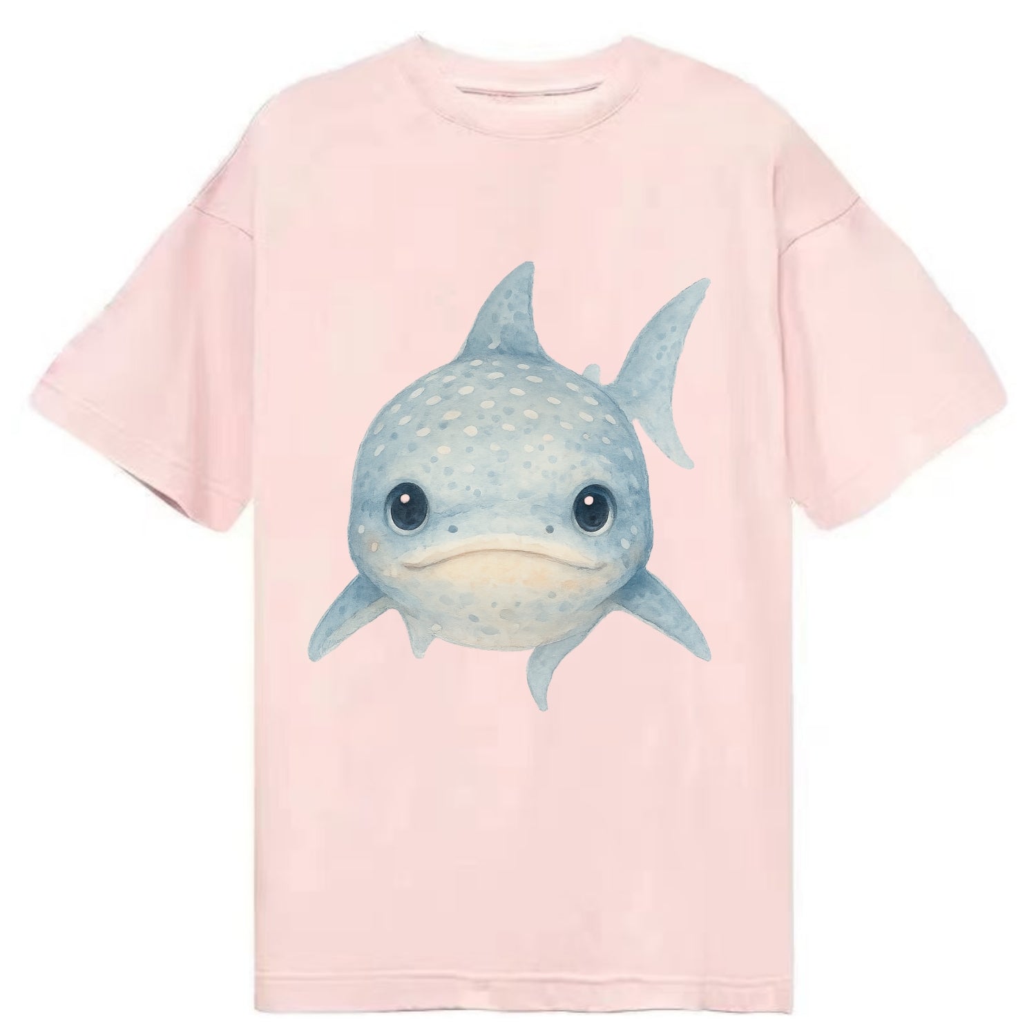 Baby Whale Shark - spotted blue-gray, wide mouth closed, tiny eyes, front-facing, - Classic T-shirt - Pink