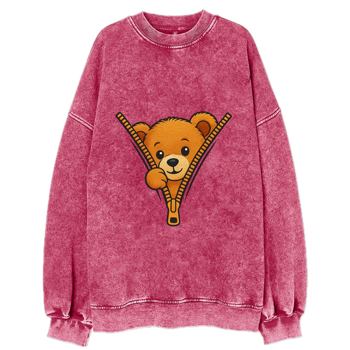zipper bear - Vintage Sweatshirt - Pink