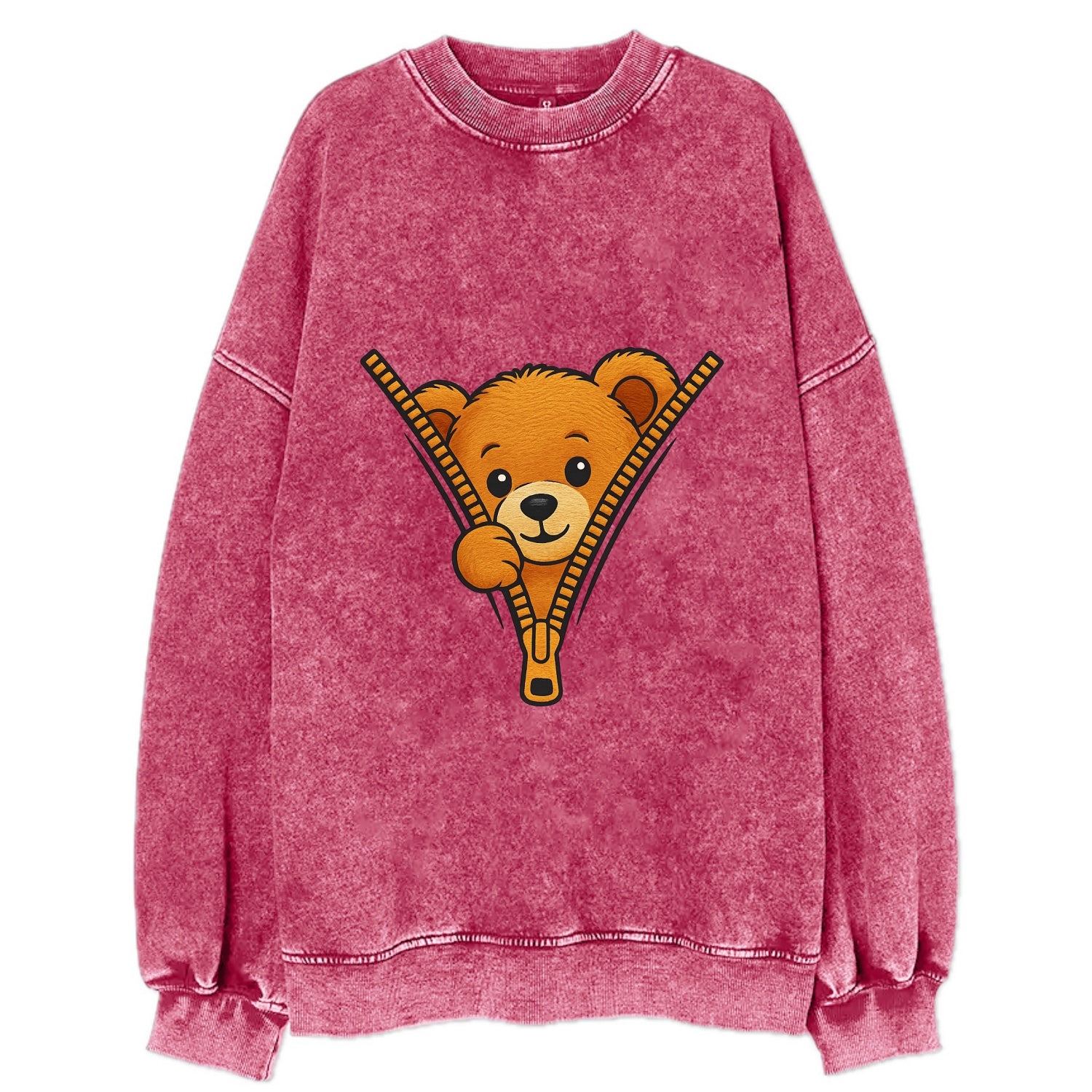 zipper bear - Vintage Sweatshirt - Pink