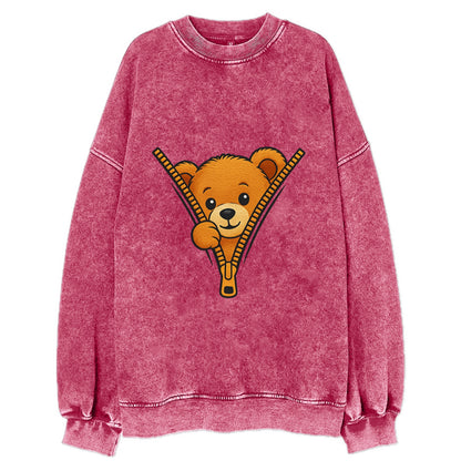 zipper bear - Vintage Sweatshirt - Pink