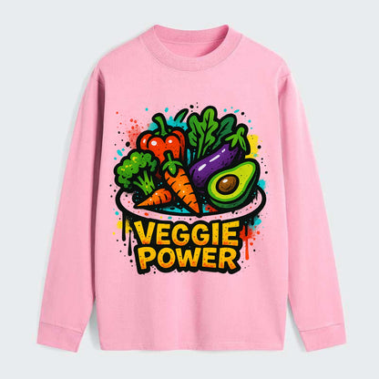 Colorful vegetables and plants on plate - plant-based lifestyle, veggie - Classic Long Sleeve Shirt - Pink