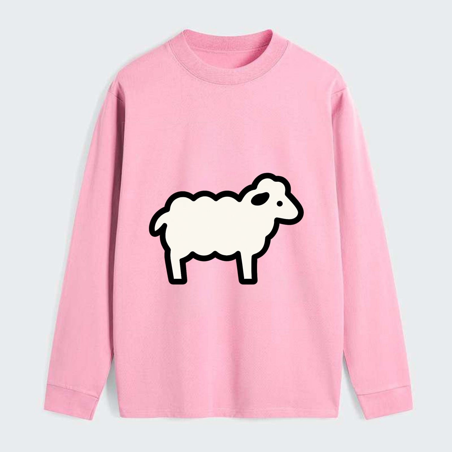 Sheep - White fluffy wool flat side profile - Classic Long Sleeve Shirt - Pink