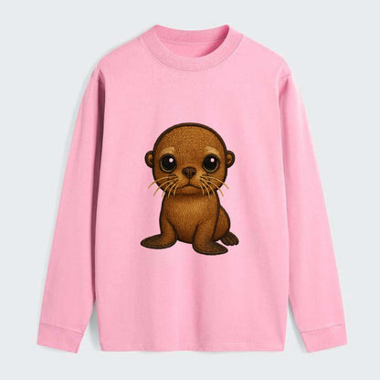 Baby California Sea Lion - golden brown, large expressive eyes, - Classic Long Sleeve Shirt - Pink