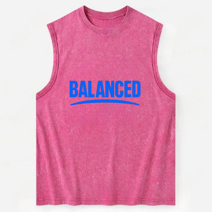 Bold typography design - "BALANCED" - harmony, equilibrium, centered life - Vintage Washed Tank - Pink