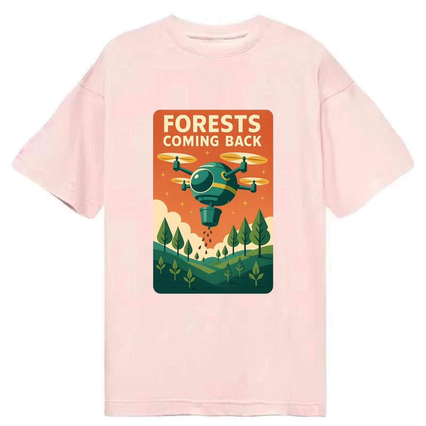 Reforestation drone planting millions of trees - "Forests Coming Back" - nature - Classic T-shirt - Pink