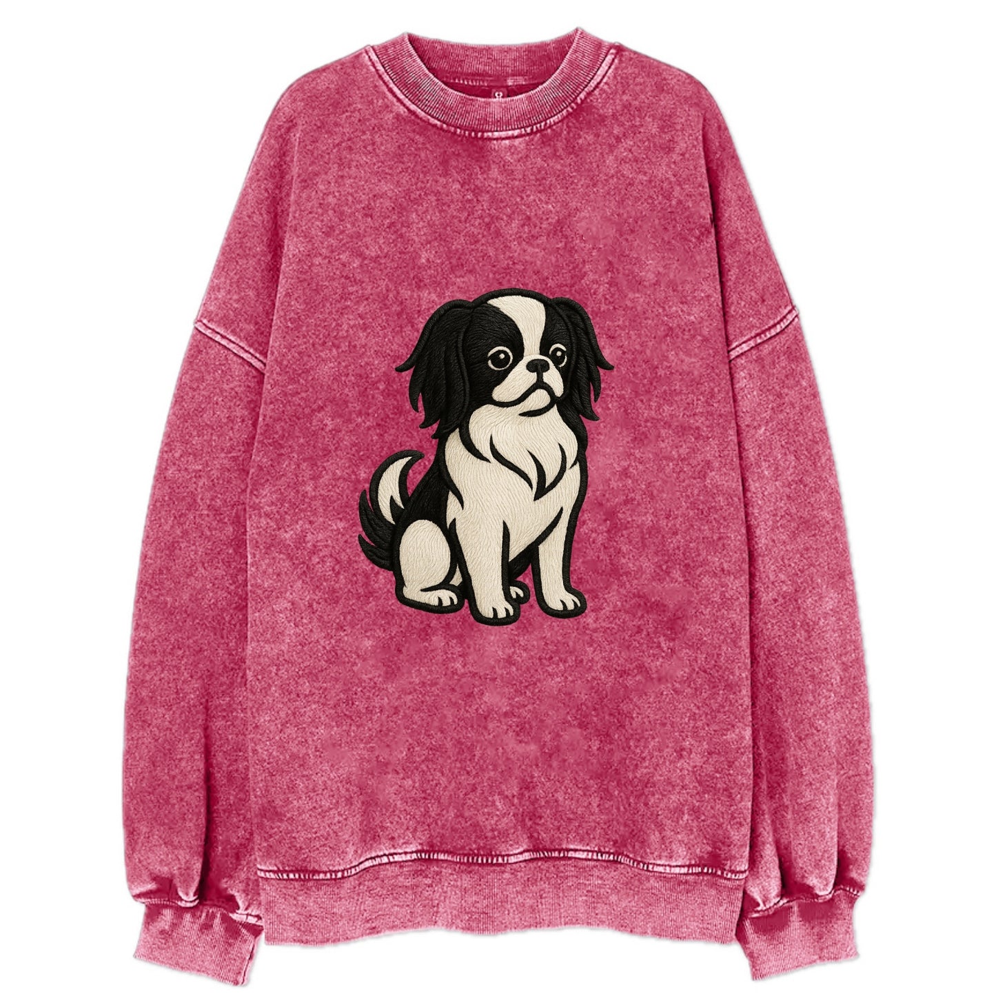 Japanese Chin - Black and white sitting Vintage Sweatshirt - Pink
