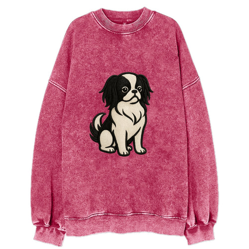 Japanese Chin - Black and white sitting Vintage Sweatshirt