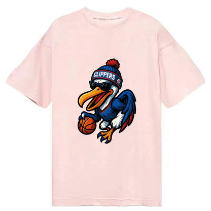 Los Angeles Pelican wearing Clippers beanie with sailboat patch and wayfarer - Classic T-shirt - Pink