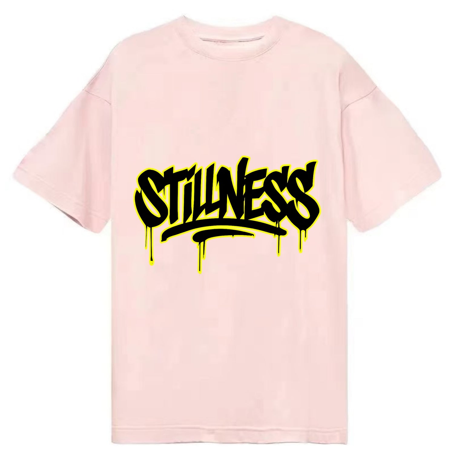 Bold typography design - "STILLNESS" - quiet power, peaceful presence - Classic T-shirt - Pink