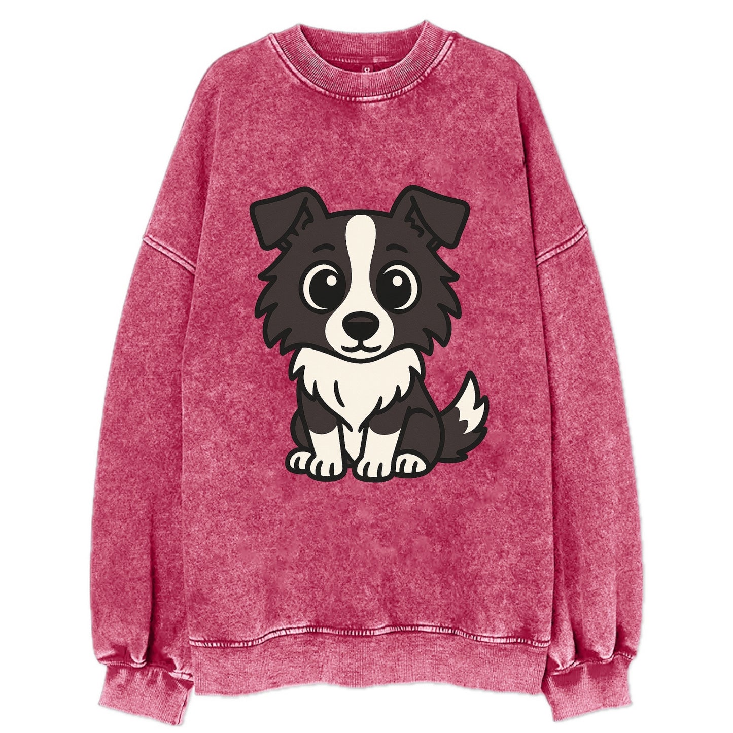 Border Collie - Intense stare sitting pose - Vintage Sweatshirt - Pink