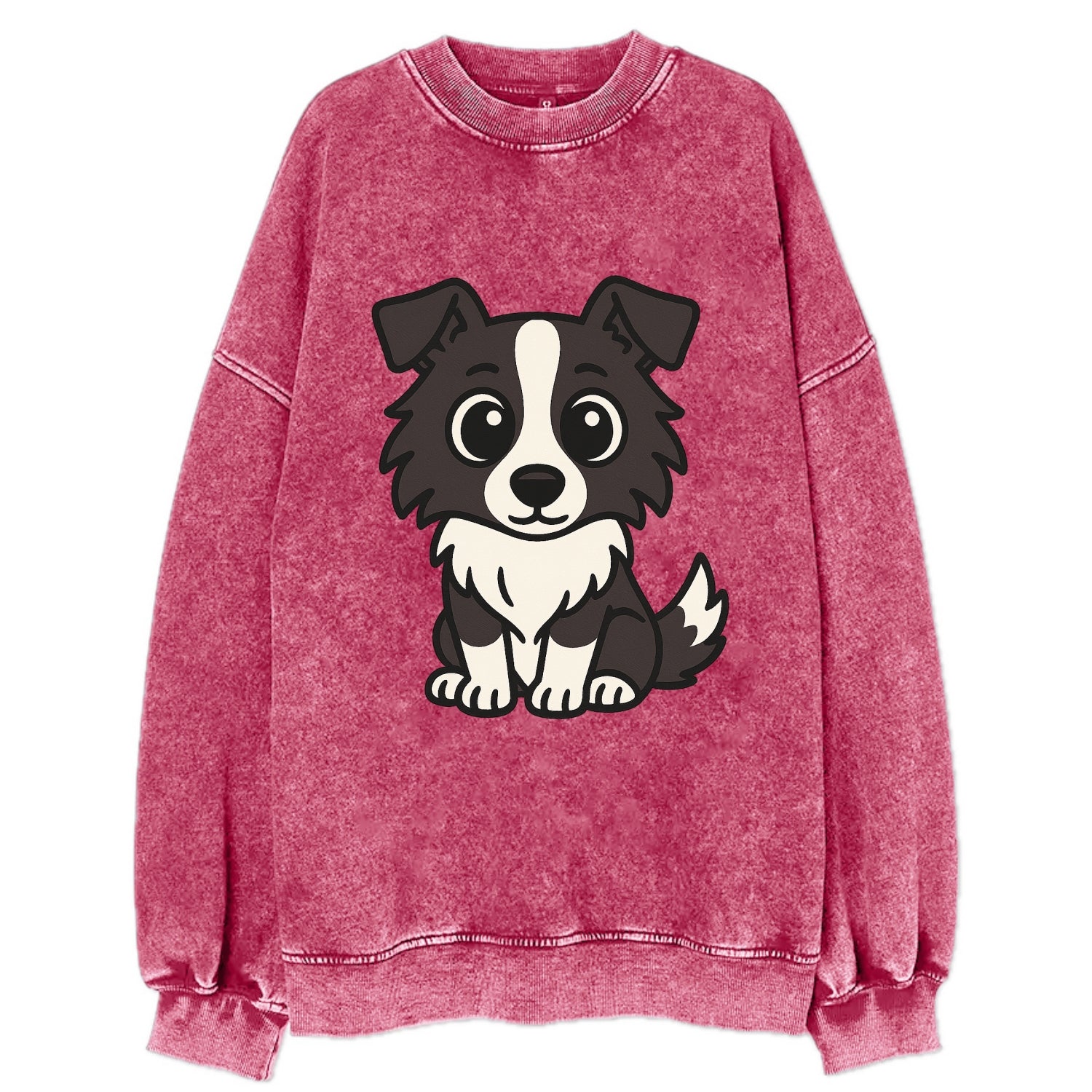 Border Collie - Intense stare sitting pose - Vintage Sweatshirt - Pink