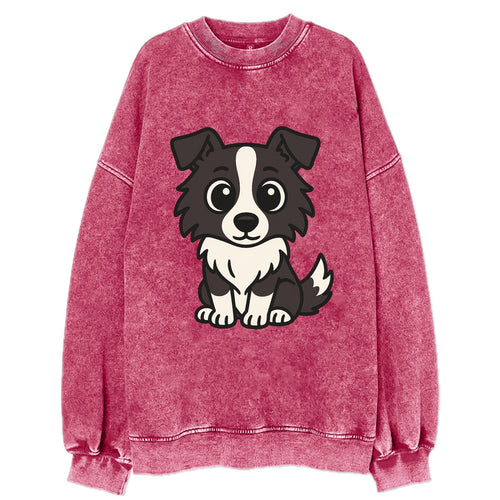 Border Collie - Intense stare sitting pose - Vintage Sweatshirt