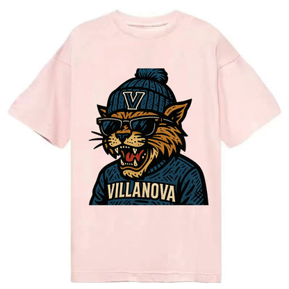 Villanova Wildcat wearing Villanova beanie with V patch - Classic T-shirt - Pink