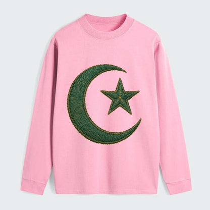 Crescent Moon and Star - Classic Long Sleeve Shirt - Pink