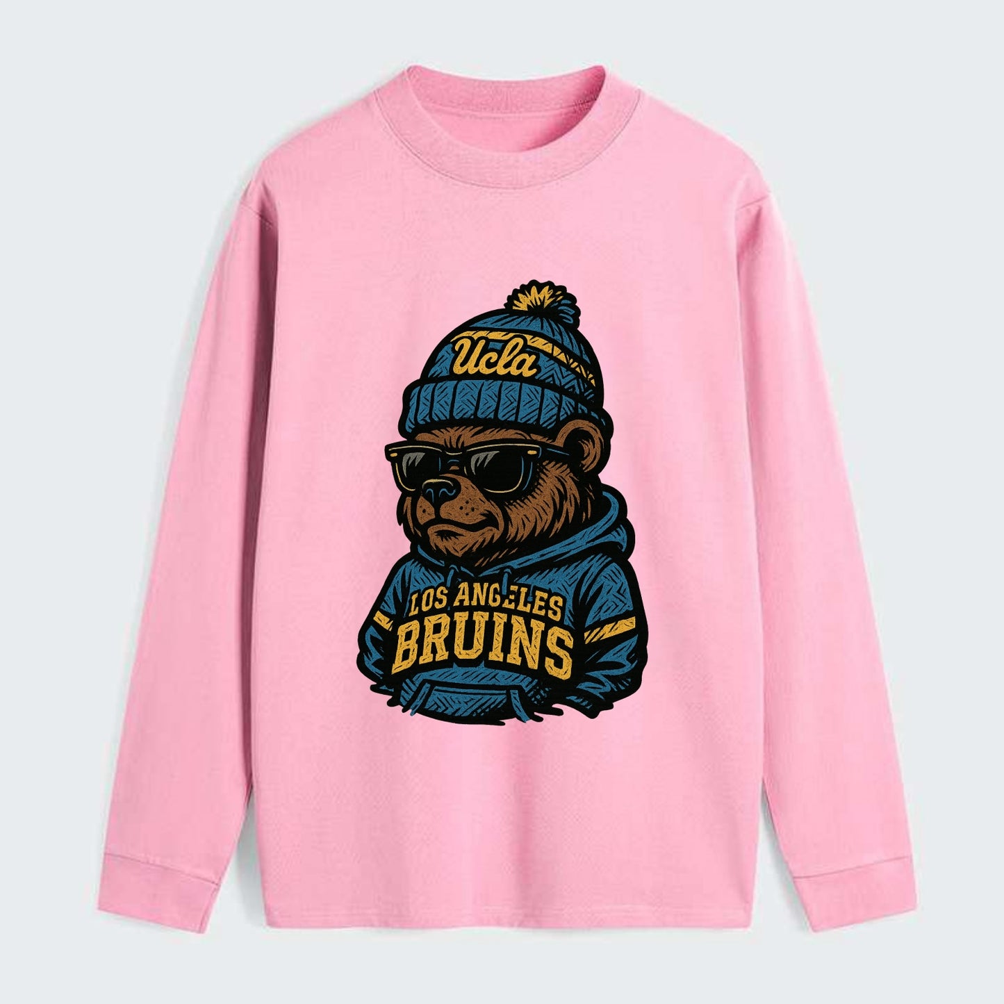 Los Angeles Bruin wearing UCLA beanie with script patch - Classic Long Sleeve Shirt - Pink