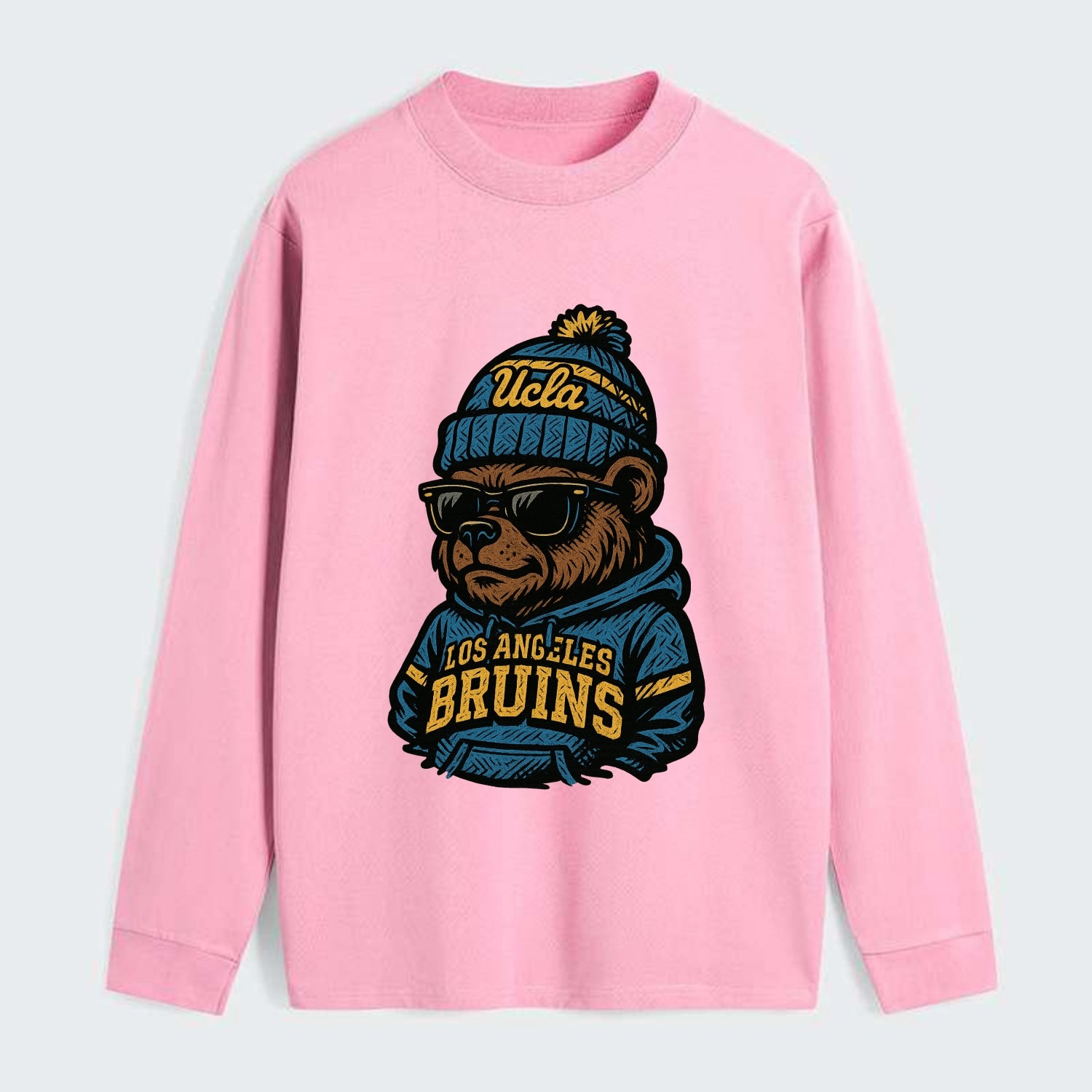 Los Angeles Bruin wearing UCLA beanie with script patch - Classic Long Sleeve Shirt - Pink