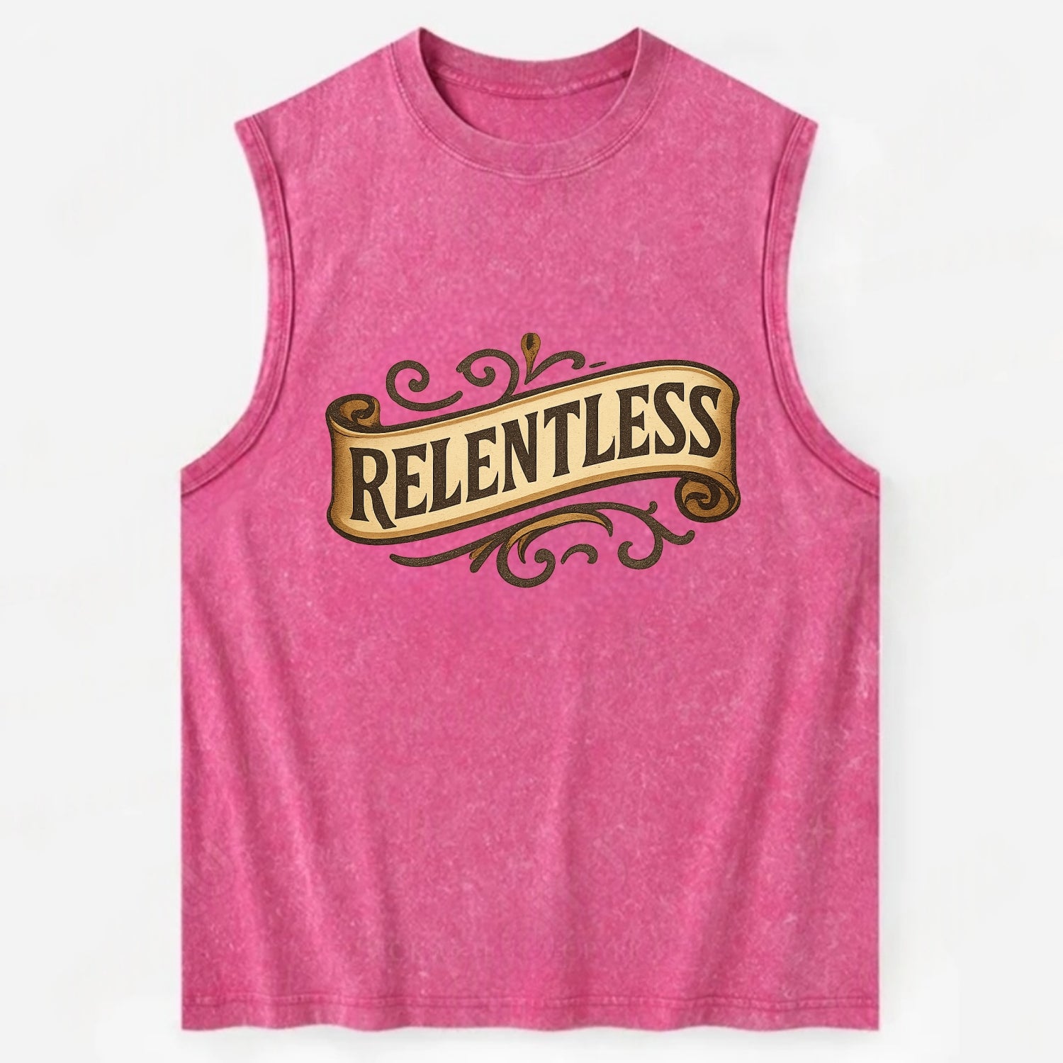Bold typography design - "RELENTLESS" - never giving up, persistent pursuit - Vintage Washed Tank - Pink