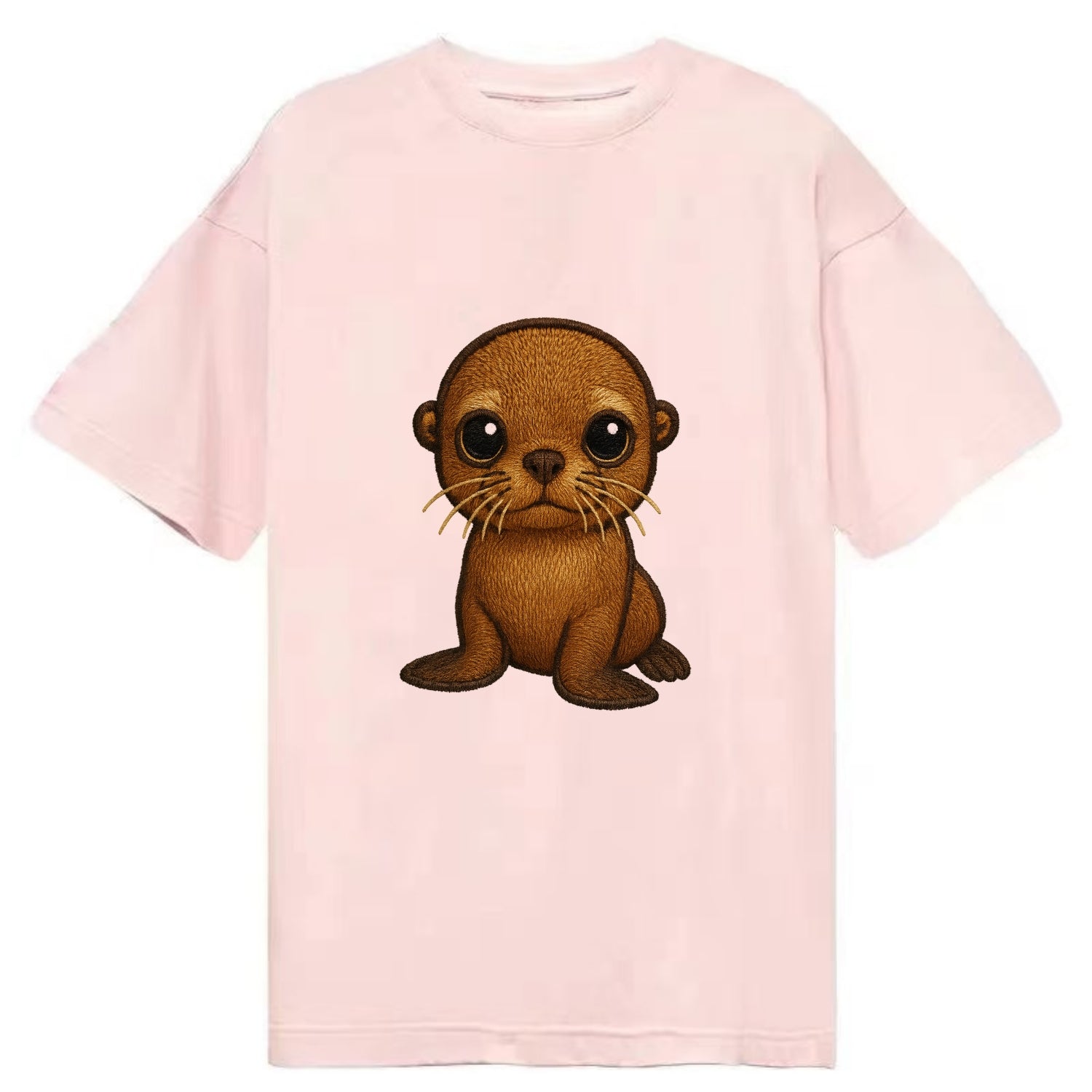 Baby California Sea Lion - golden brown, large expressive eyes, whiskers, - Classic T-shirt - Pink