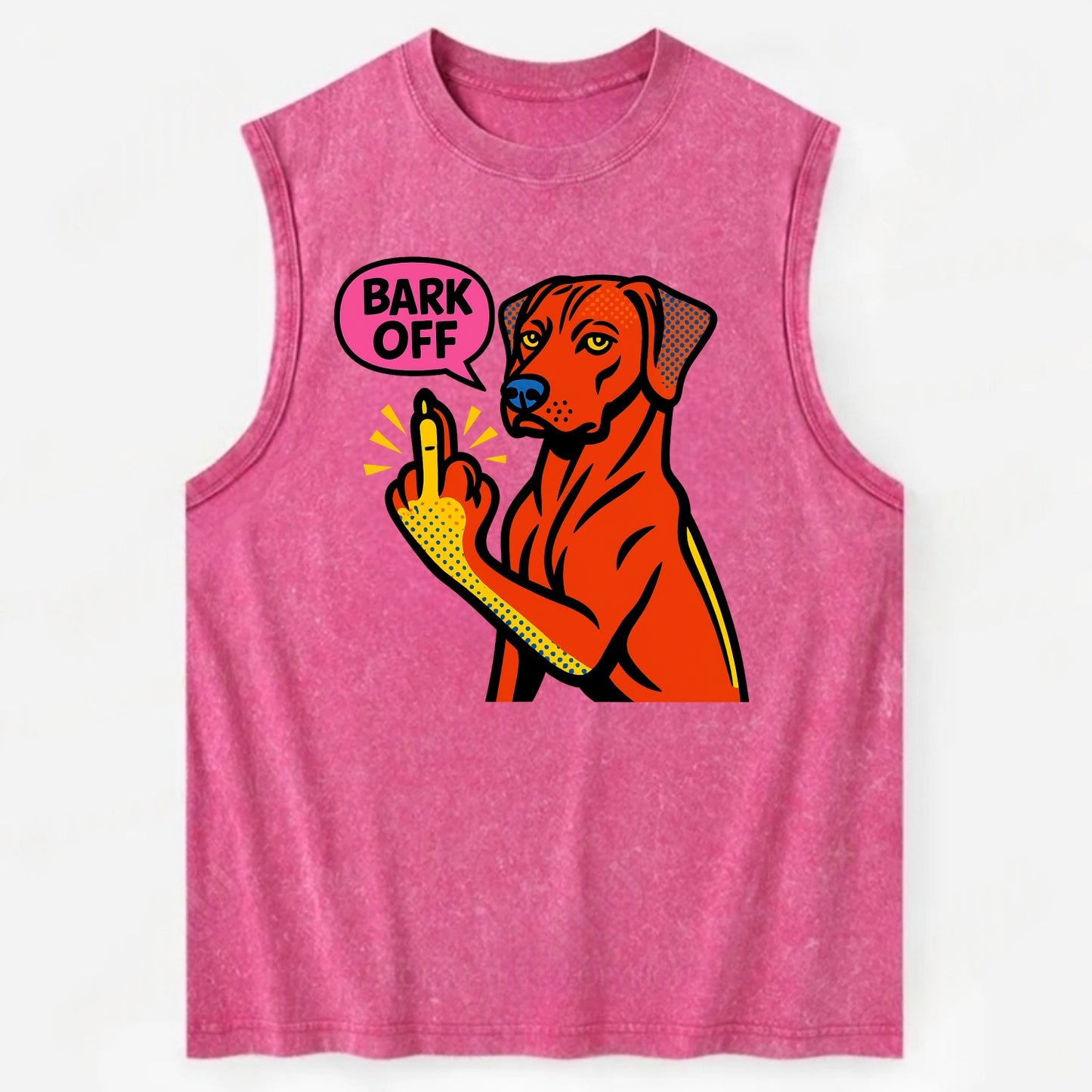 Rhodesian Ridgeback with distinctive ridge on back, athletic muscular paw up - Vintage Washed Tank - Pink