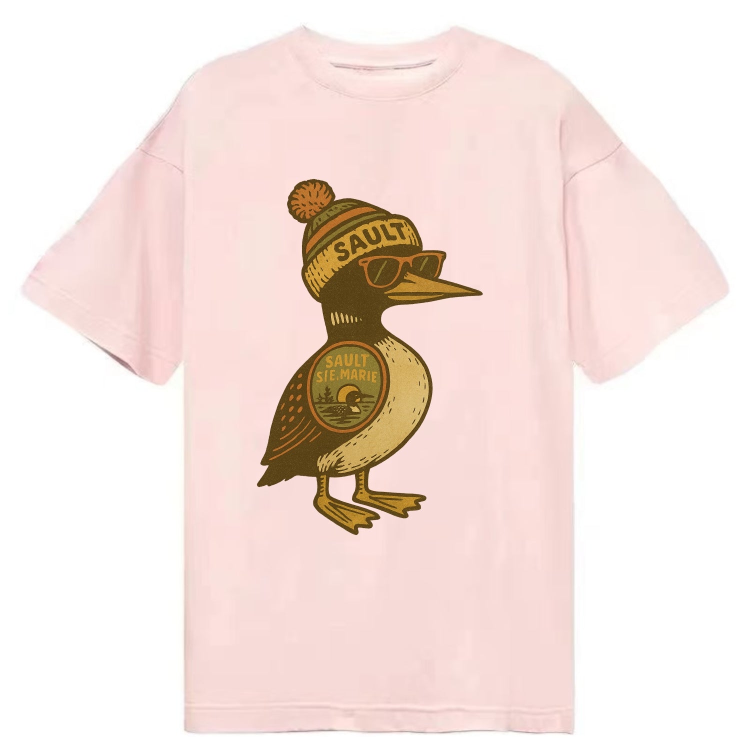 Sault Ste Marie Loon wearing Sault beani - Classic T-shirt - Pink