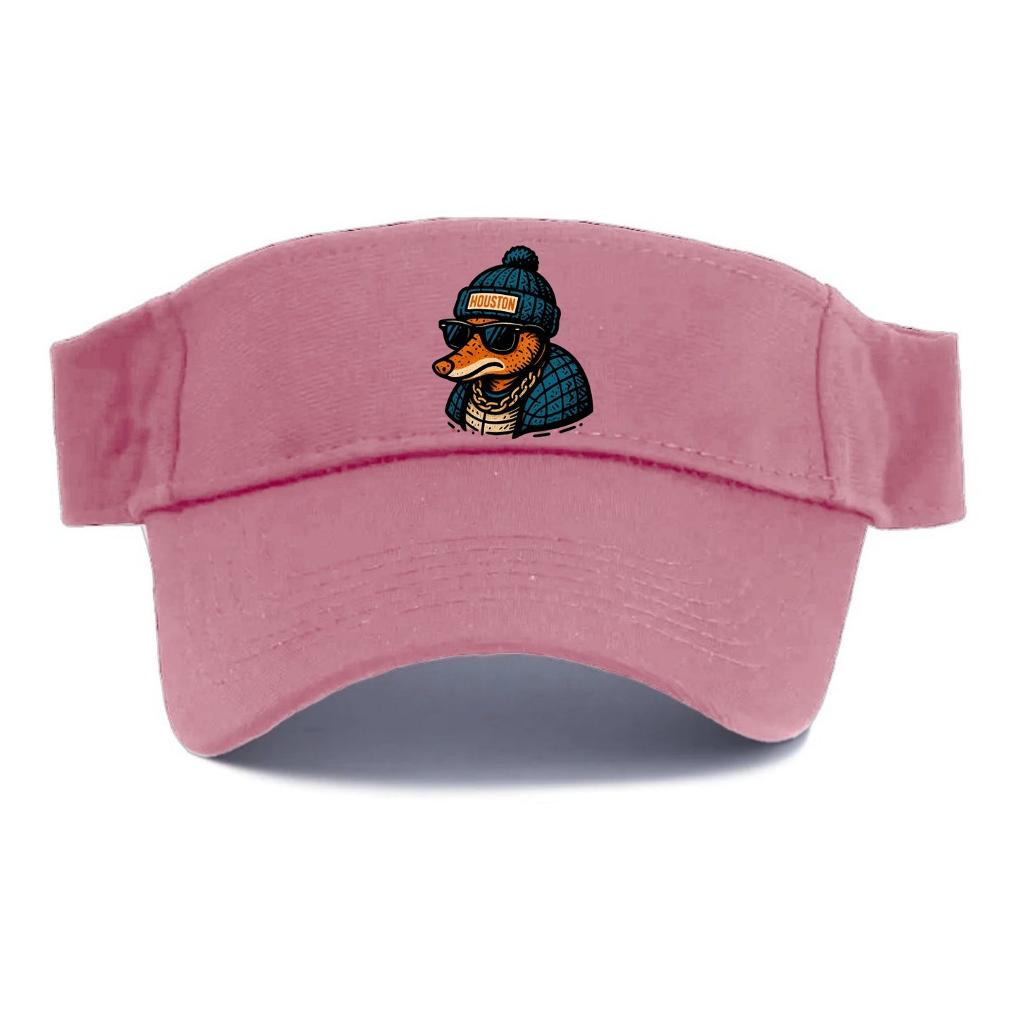 Houston Armadillo wearing Houston beanie with pom pom and wayfarer sunglasses - Visor - Pink
