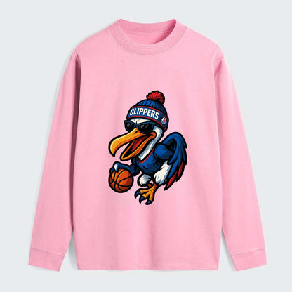 Los Angeles Pelican wearing Clippers beanie with sailboat patch and - Classic Long Sleeve Shirt - Pink