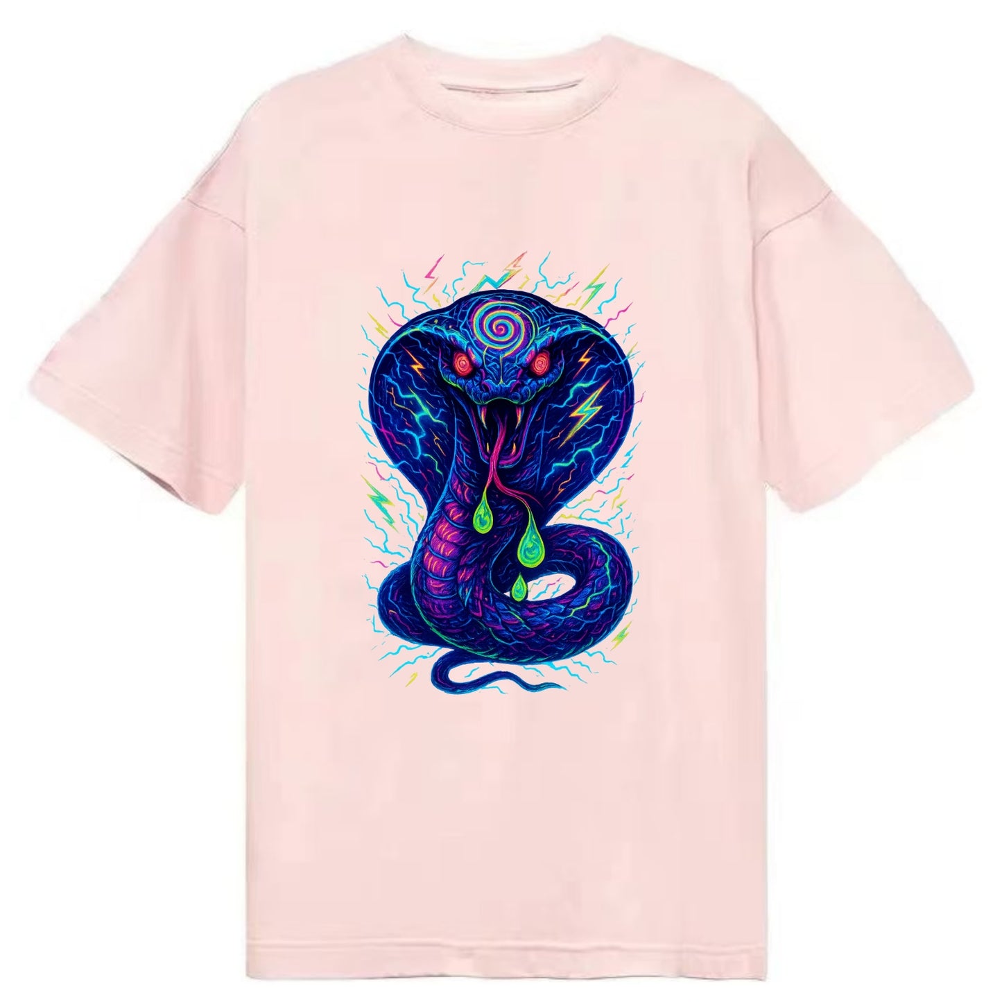 Mesmerizing cobra with hypnotic spiral patterns in the hood, scales that shimmer - Classic T-shirt - Pink