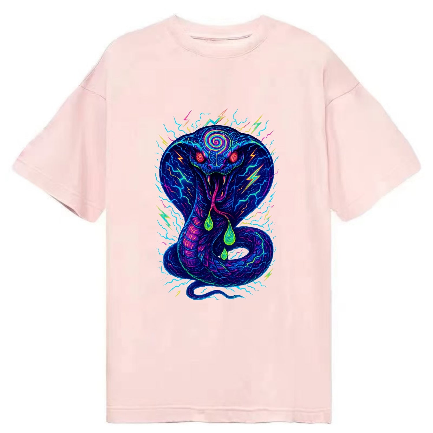 Mesmerizing cobra with hypnotic spiral patterns in the hood, scales that shimmer - Classic T-shirt - Pink