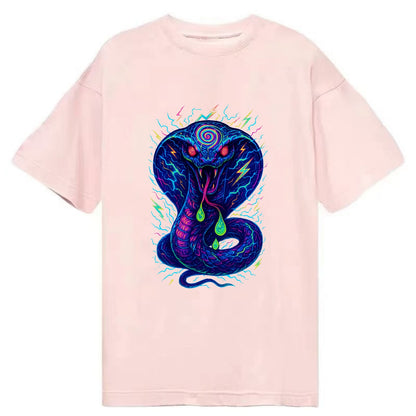 Mesmerizing cobra with hypnotic spiral patterns in the hood, scales that shimmer - Classic T-shirt - Pink