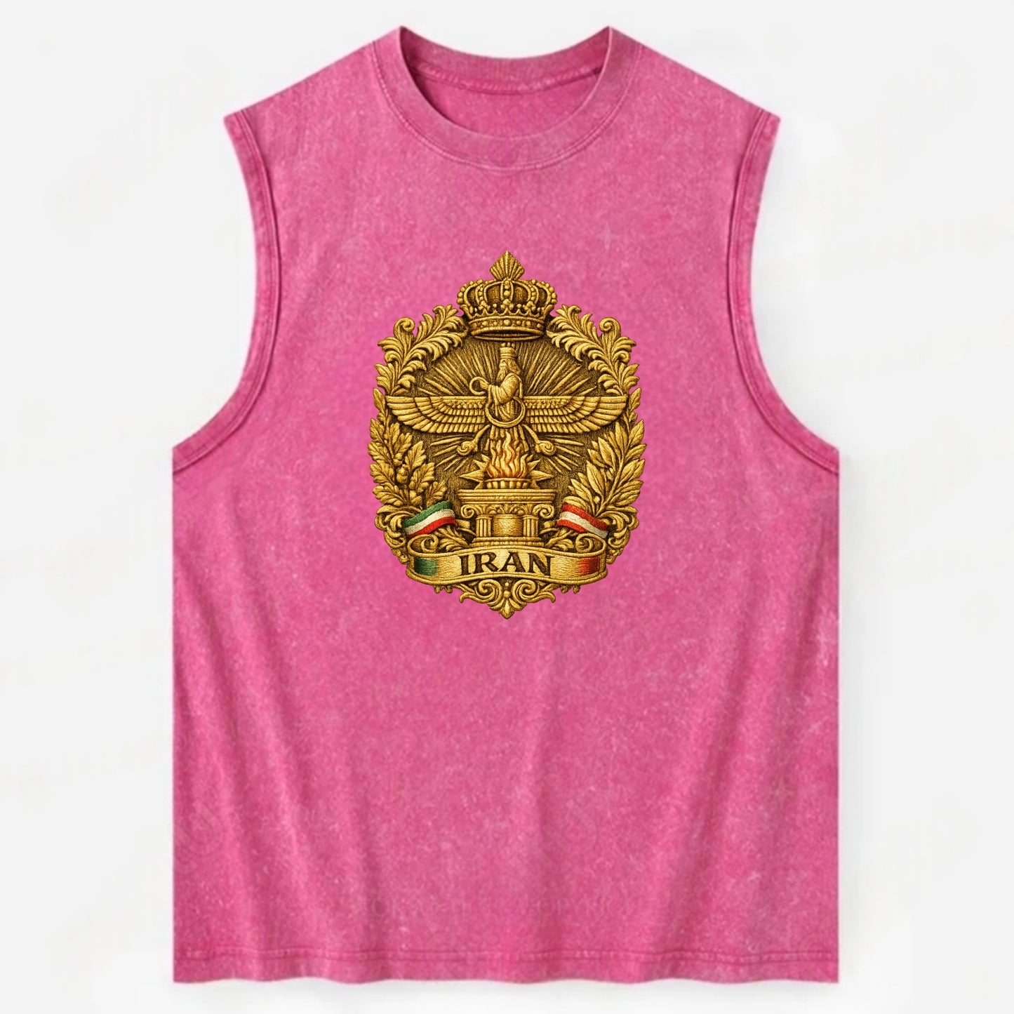 Iran Fire Temple Emblem - Vintage Washed Tank - Pink