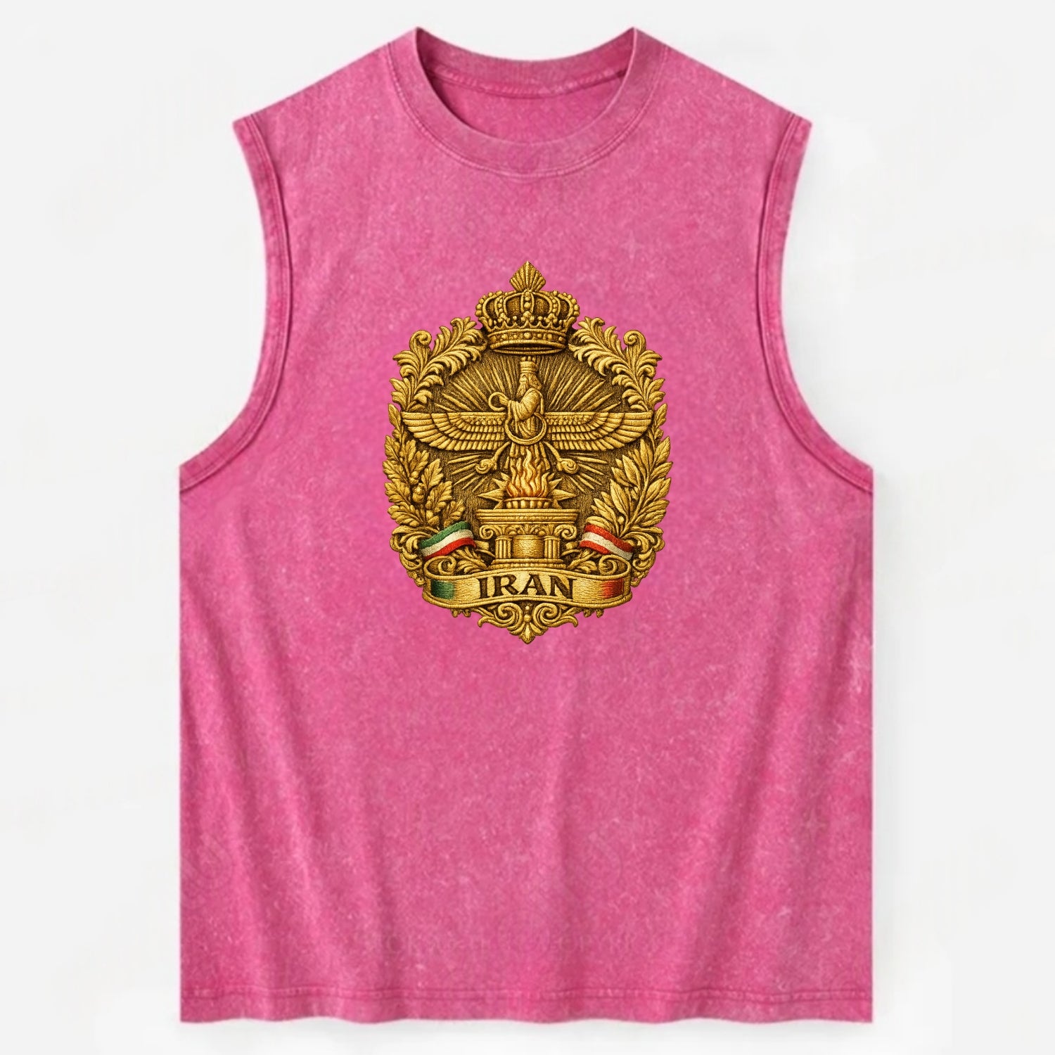 Iran Fire Temple Emblem - Vintage Washed Tank - Pink