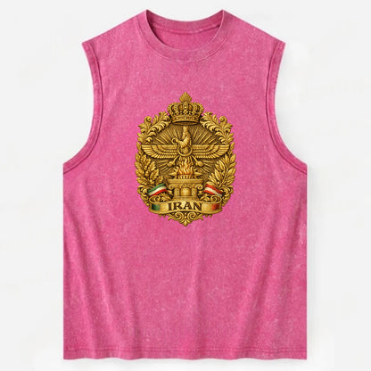 Iran Fire Temple Emblem - Vintage Washed Tank - Pink