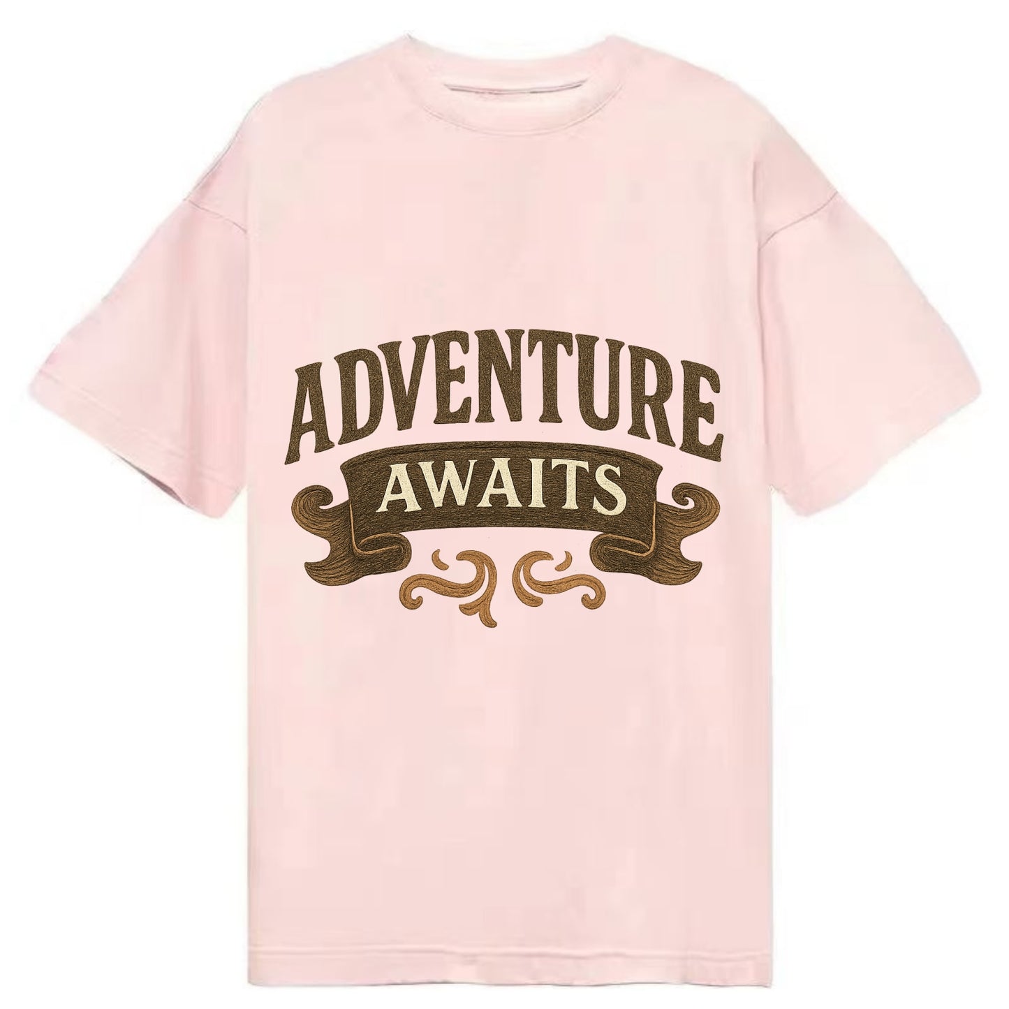 Bold typography design - "ADVENTURE AWAITS" - excitement ahead, ready for anything - Classic T-shirt - Pink