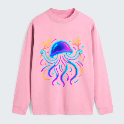 Jellyfish conducting a glow orchestra using coral batons in deep ocean - Classic Long Sleeve Shirt - Pink