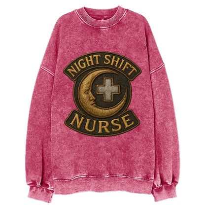 Night Shift Nurse  - Vintage Sweatshirt - Pink