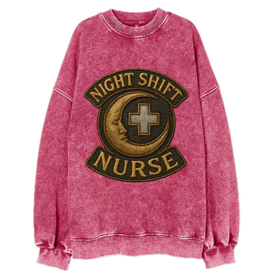 Night Shift Nurse  - Vintage Sweatshirt - Pink