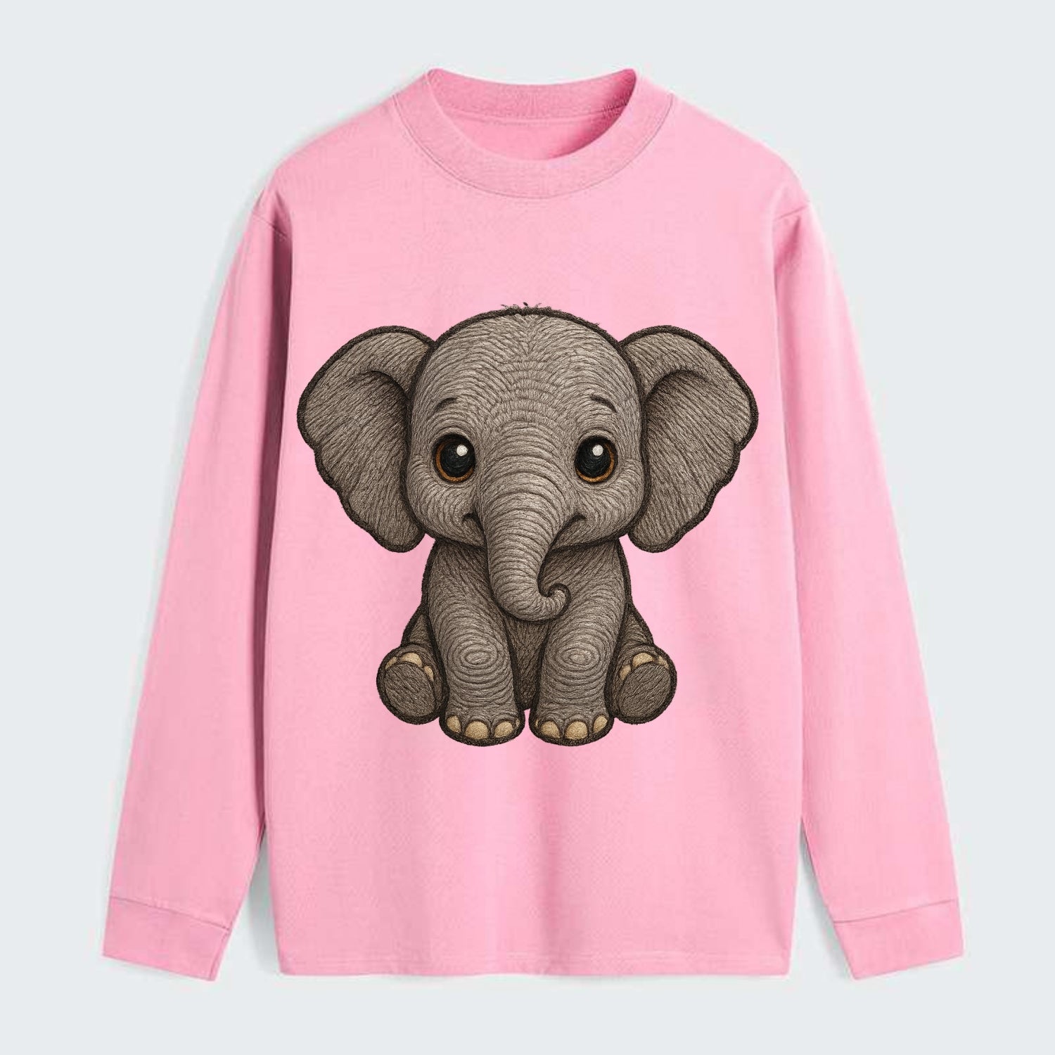 Baby Elephant - gray wrinkly, tiny trunk, large floppy ears, kind dark - Classic Long Sleeve Shirt - Pink
