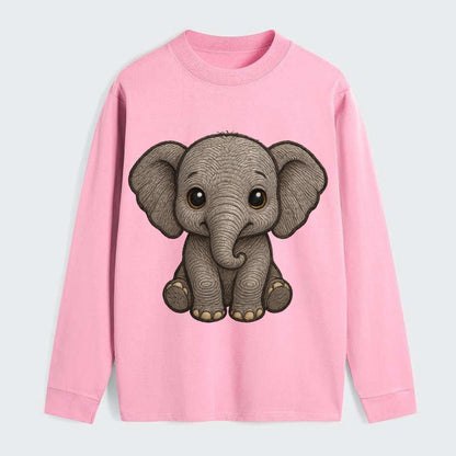 Baby Elephant - gray wrinkly, tiny trunk, large floppy ears, kind dark - Classic Long Sleeve Shirt - Pink