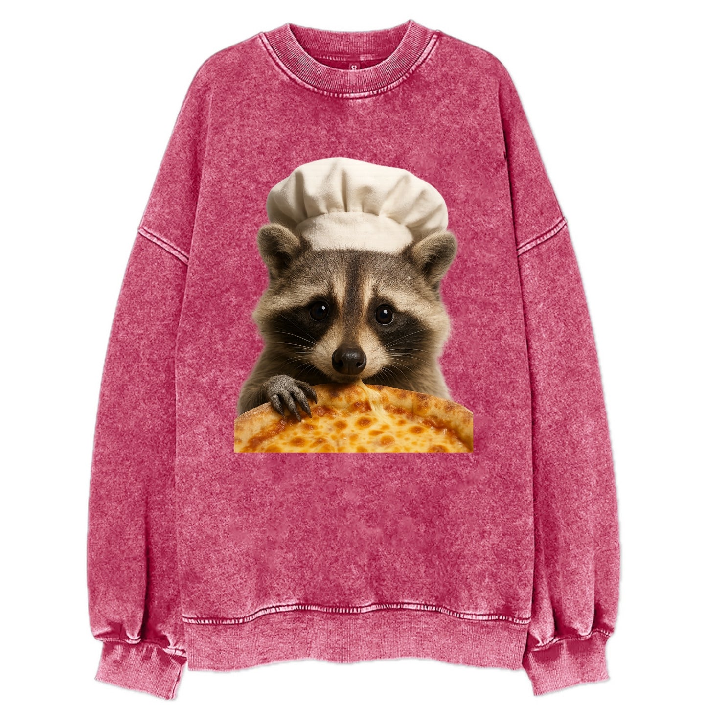 Pizza Dad Raccoon  - Vintage Sweatshirt - Pink