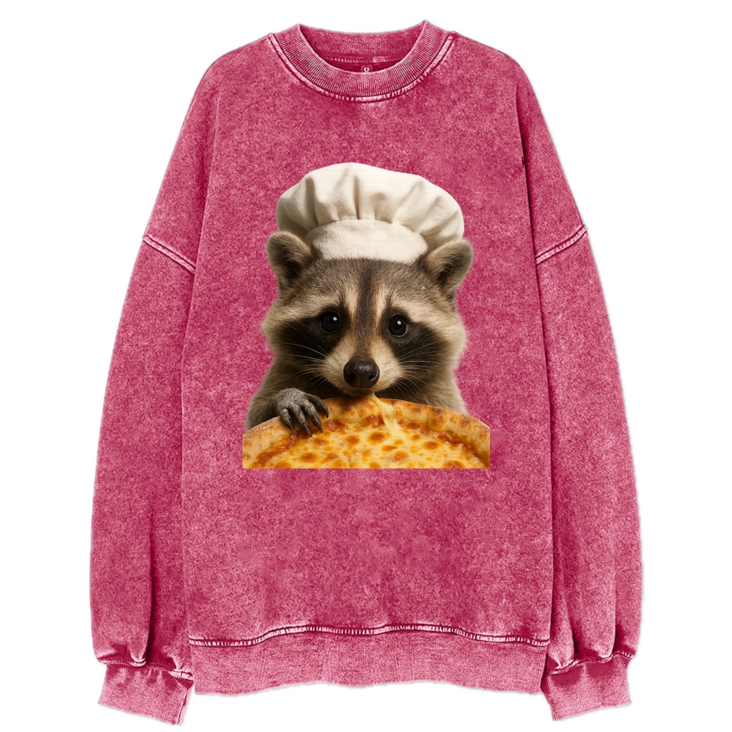Pizza Dad Raccoon  - Vintage Sweatshirt - Pink