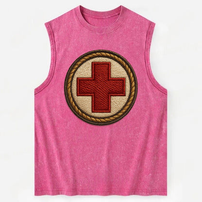 Medical Cross  - Vintage Washed Tank - Pink