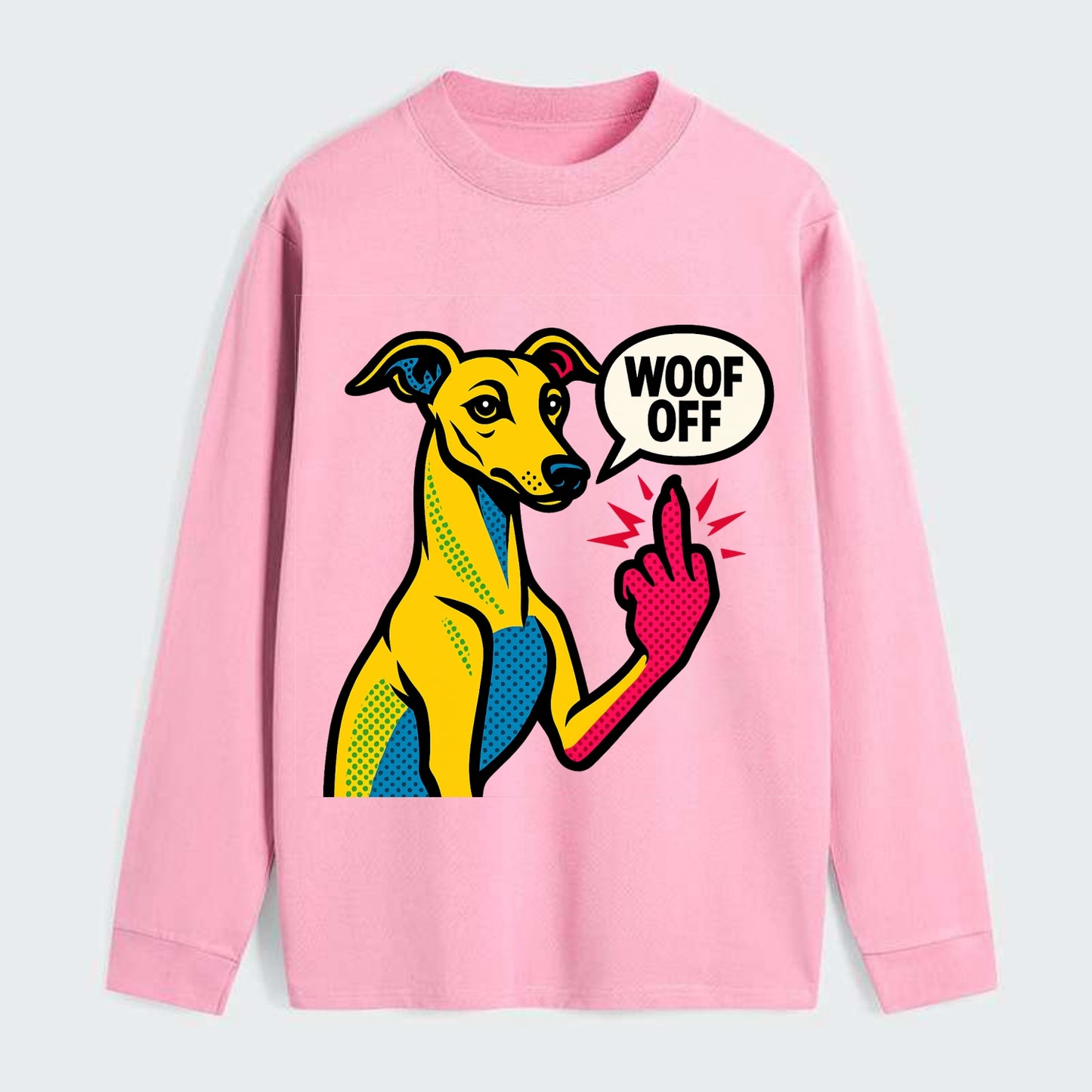 Whippet sleek athletic greyhound-like, elegant long paw giving sass - Classic Long Sleeve Shirt - Pink