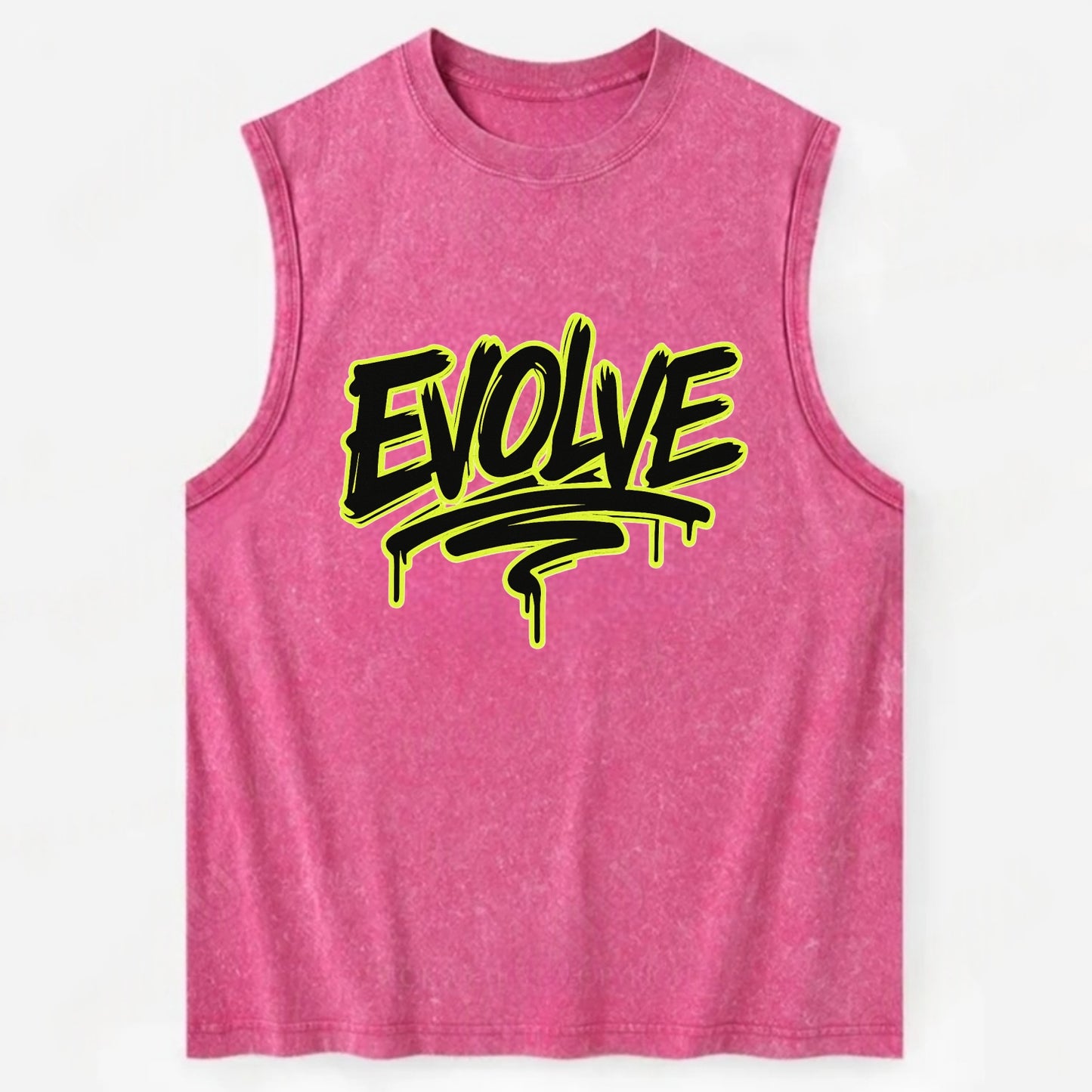 Bold typography design - "EVOLVE" - changing, becoming better - Vintage Washed Tank - Pink