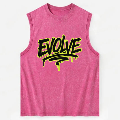 Bold typography design - "EVOLVE" - changing, becoming better - Vintage Washed Tank - Pink