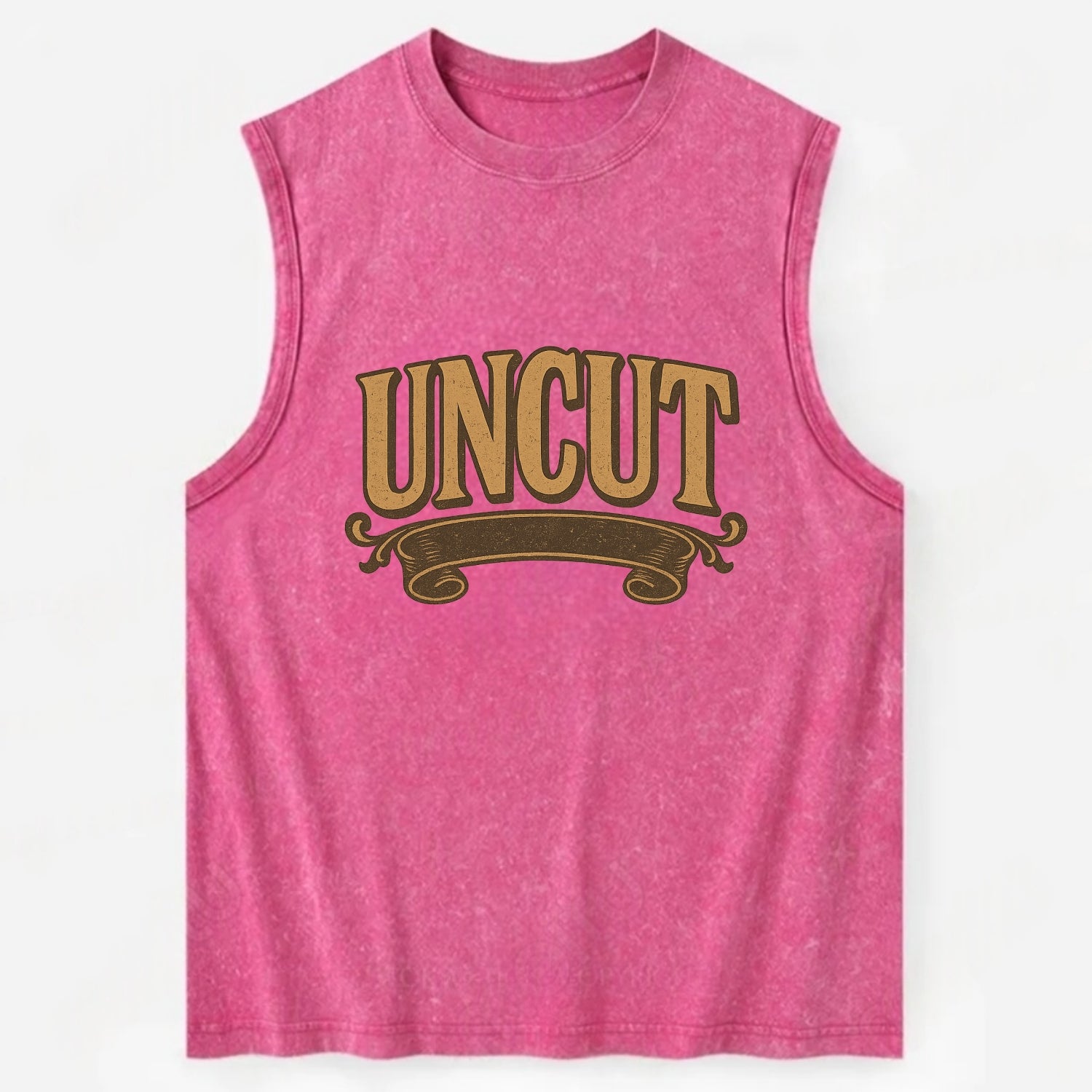 Bold typography design - "UNCUT" - pure, undiluted, authentic - Vintage Washed Tank - Pink