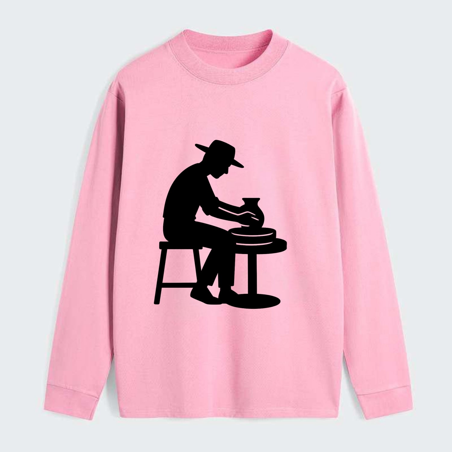 Potter shaping clay on wheel - Classic Long Sleeve Shirt - Pink